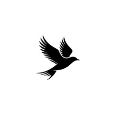 Minimalist Bird Silhouette with Radial Lines, Abstract Emblem Design