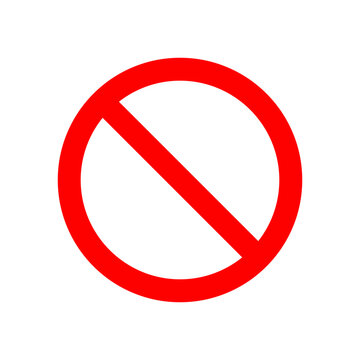 A red circle with a red diagonal line through it indicating prohibition or a restriction symbol used often