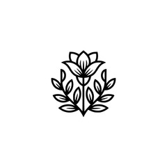 Minimalist Black Floral Logo Design on White Background