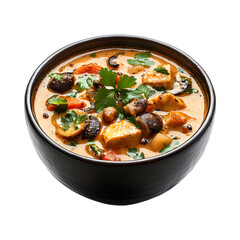 Tom Kha Gai Thai Coconut Soup Bowl Isolated on Transparent Background