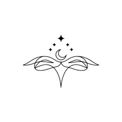 Celestial Line Art: Moon, Stars, and Abstract Design