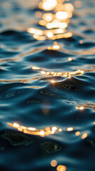 Close-up abstract of sunlight reflecting on tranquil water