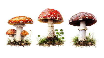 Pack of Mushrooms set Against Transparent Background for Organic Farming, Healthy Cuisine, or Fresh Produce Branding Projects