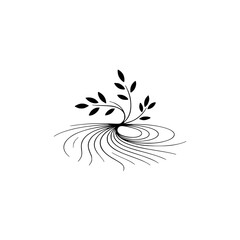 Minimalist Black Floral Illustration on White Background