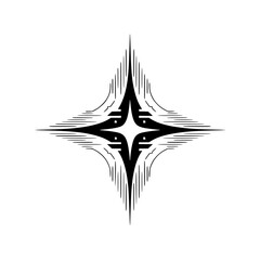Fototapeta premium Minimalist Black Starburst Logo, Geometric Design on White Background
