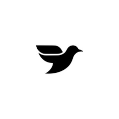 Minimalist Black Bird Logo on White Background