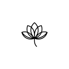 Minimalist Lotus Flower Logo in Black on White Background