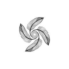 Fototapeta premium Abstract Feather Swirl, Black & White Minimalist Design