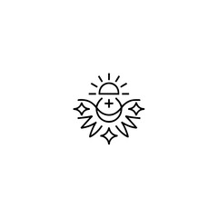 Celestial Harmony: Minimalist Sun, Moon, & Stars Emblem
