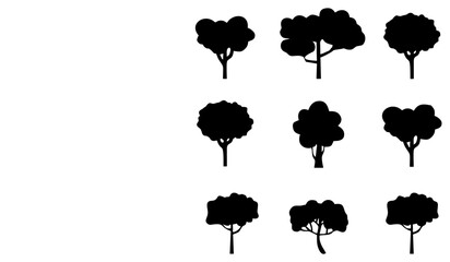 Tree silhouettes collection vector illustration.