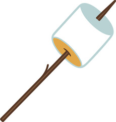 Marshmallow on a Stick Flat Vector Illustration | Clipart | Sweet Treat Design