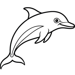 Fototapeta premium Outlined cartoon dolphin jumping, perfect for coloring pages.