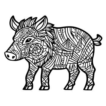 recommend clip art: Boar coloring book vector design, Boar vector illustration