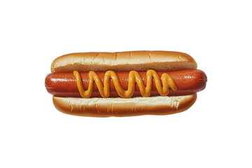 Classic hot dog with mustard isolated on transparent background