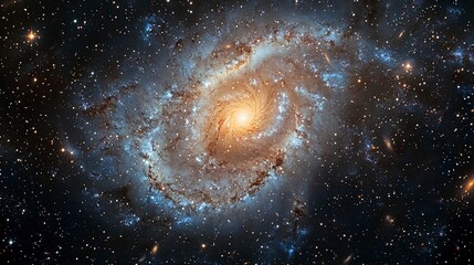 High-resolution Long exposure Panorama of the Pinwheel Galaxy showcasing its beauty - Ultra wide screen wallpaper