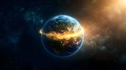 Obraz premium Earth Glowing In Outer Space