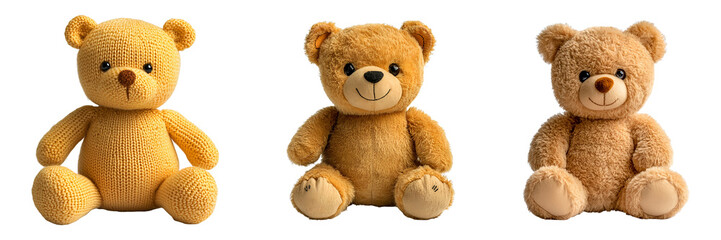 Obraz premium Collection or set of bear toys isolated on transparent background