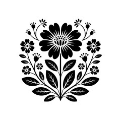 Elegant Black Floral Design on White Background