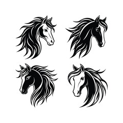 Black and white silhouette horse head 2