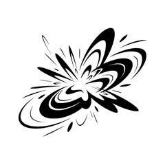 Abstract Black Explosion Burst on White Background - Graphic Vector Illustration