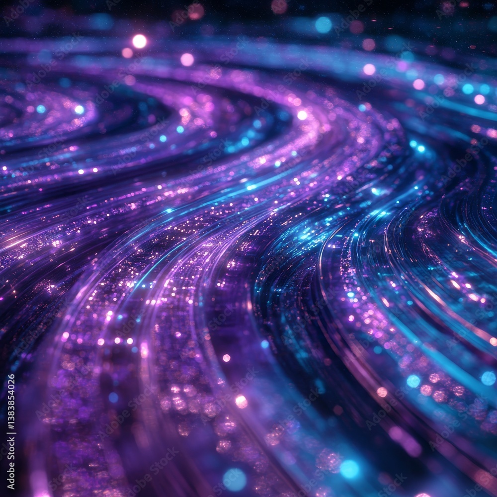 Poster abstract light streams: a dynamic swirl of electric blue and violet energy with bokeh effects