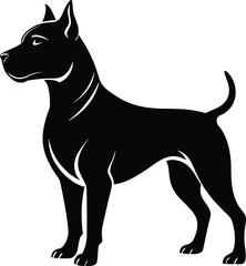 Strong Pitbull Silhouette Vector & Fierce Dog Logo, Dog Icon