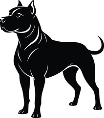 Strong Pitbull Silhouette Vector & Fierce Dog Logo, Dog Icon