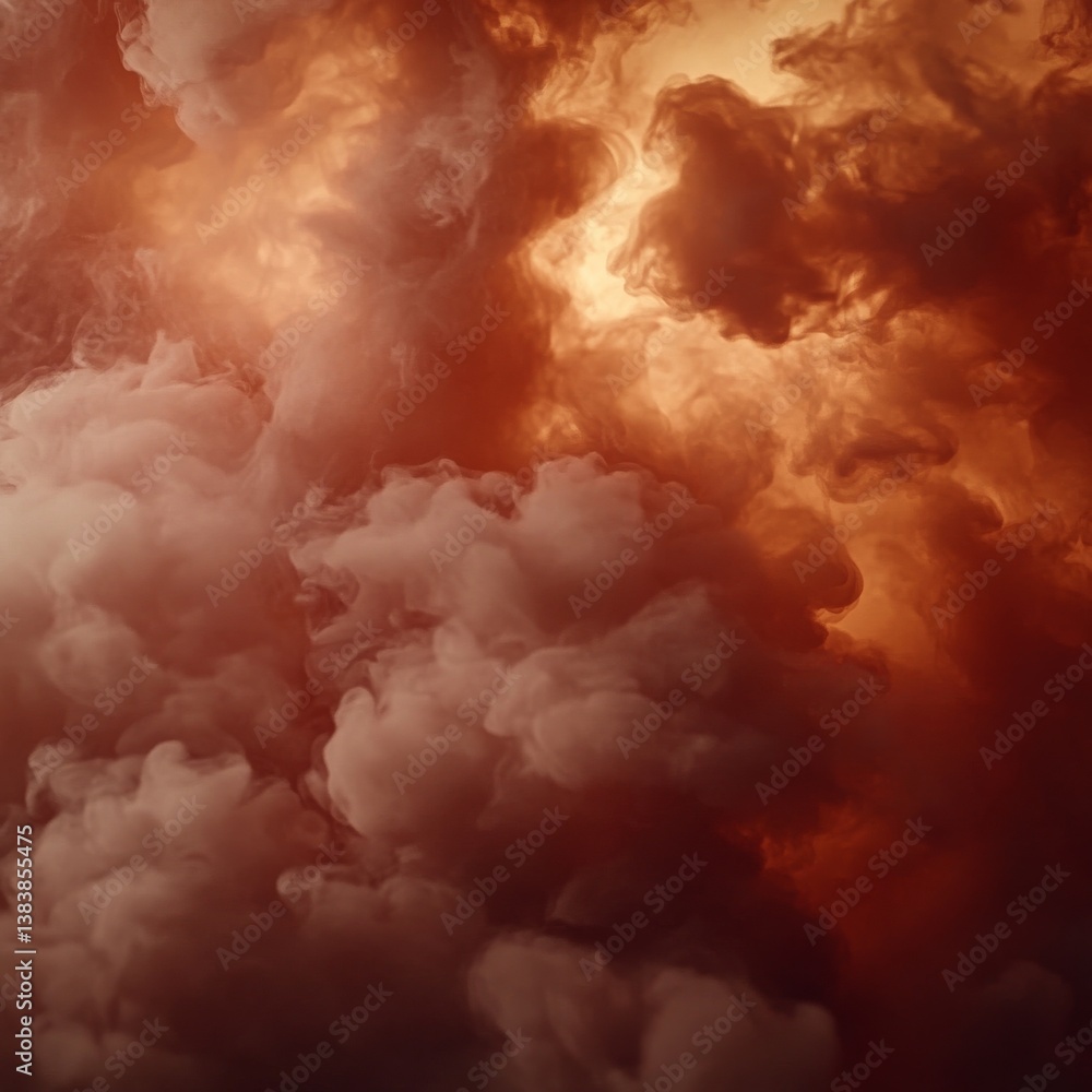 Aufkleber Ethereal Bronze: Abstract Clouds Illuminated by a Soft, Golden Light, Creating an Atmospheric and Dreamlike Ambiance