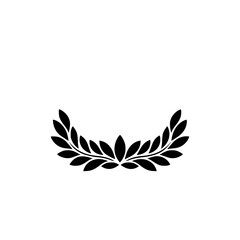 Obraz premium Minimalist Black Laurel Wreath on White Background