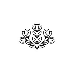 Minimalist Floral Illustration: Black Line Art Design, Neutral Background