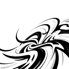 Obraz premium Abstract Swirling Ink: Dynamic Black and White Vector Design