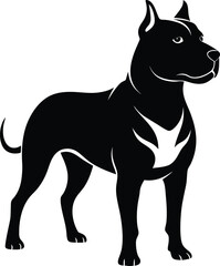 Strong Pitbull Silhouette Vector & Fierce Dog Logo, Dog Icon
