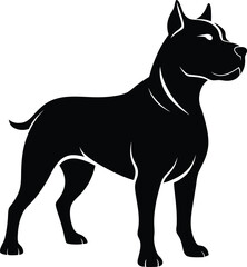 Strong Pitbull Silhouette Vector & Fierce Dog Logo, Dog Icon