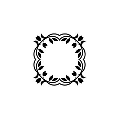 Elegant Black Floral Frame on Cream Background: Vector Design