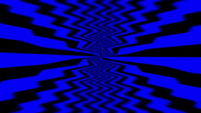 Abstract 3d optical illusion tunnel with vibrant blue and black zigzag pattern