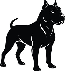 Strong Pitbull Silhouette Vector & Fierce Dog Logo, Dog Icon