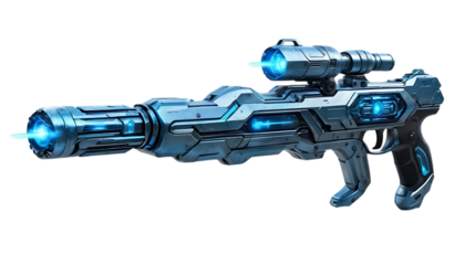  Futuristic energy weapon with blue glowing elements designed png