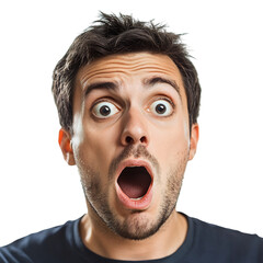 Man With Shocked Expression Open Mouth and Wide Eyes Isolated on Transparent Background