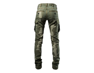 back view of female army or military jeans isolated on white or transparent png