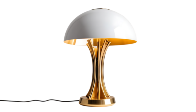  Futuristic designer table lamp with golden accents png