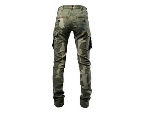 back view of female army or military jeans isolated on white or transparent png