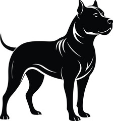 Strong Pitbull Silhouette Vector & Fierce Dog Logo, Dog Icon