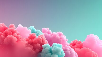 Fototapeta premium Abstract and colorful clouds, showcasing soft pastel hues and a gradient background, creating an ethereal atmosphere.
