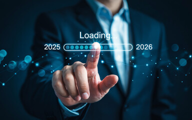 Loading Bar Progressing to 2026 - Futuristic Concept with Technological Advancements