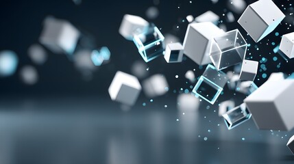 Abstract Composition of Floating Cubes and Spheres. A visually arresting image of geometric shapes, cubes and spheres, seemingly suspended in mid-air.