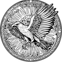 Hawk mandala vector design, Hawk vector graphic