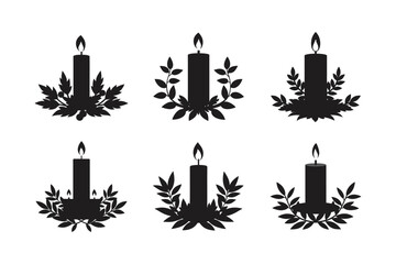 candle centerpiece greenery vector art silhouette