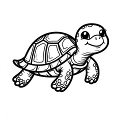 Adorable Turtle Illustration with a Cheerful Mood Walking Against a White Background
