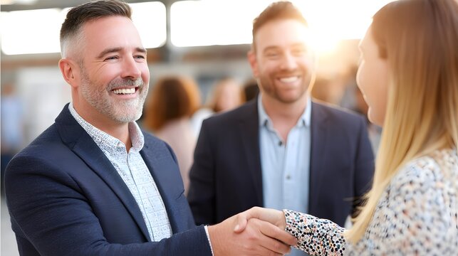 Business handshake, a deal done: A professional man sealing a deal with handshake, conveying trust and partnership.