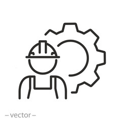 industrial worker icon, factory job, manufacturing specialist, thin line web symbol on white background - editable stroke vector illustration eps10